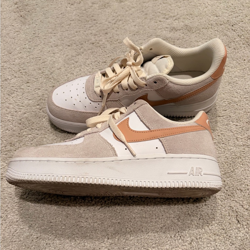 Nike Air Force 1 in White and Tan and Peach